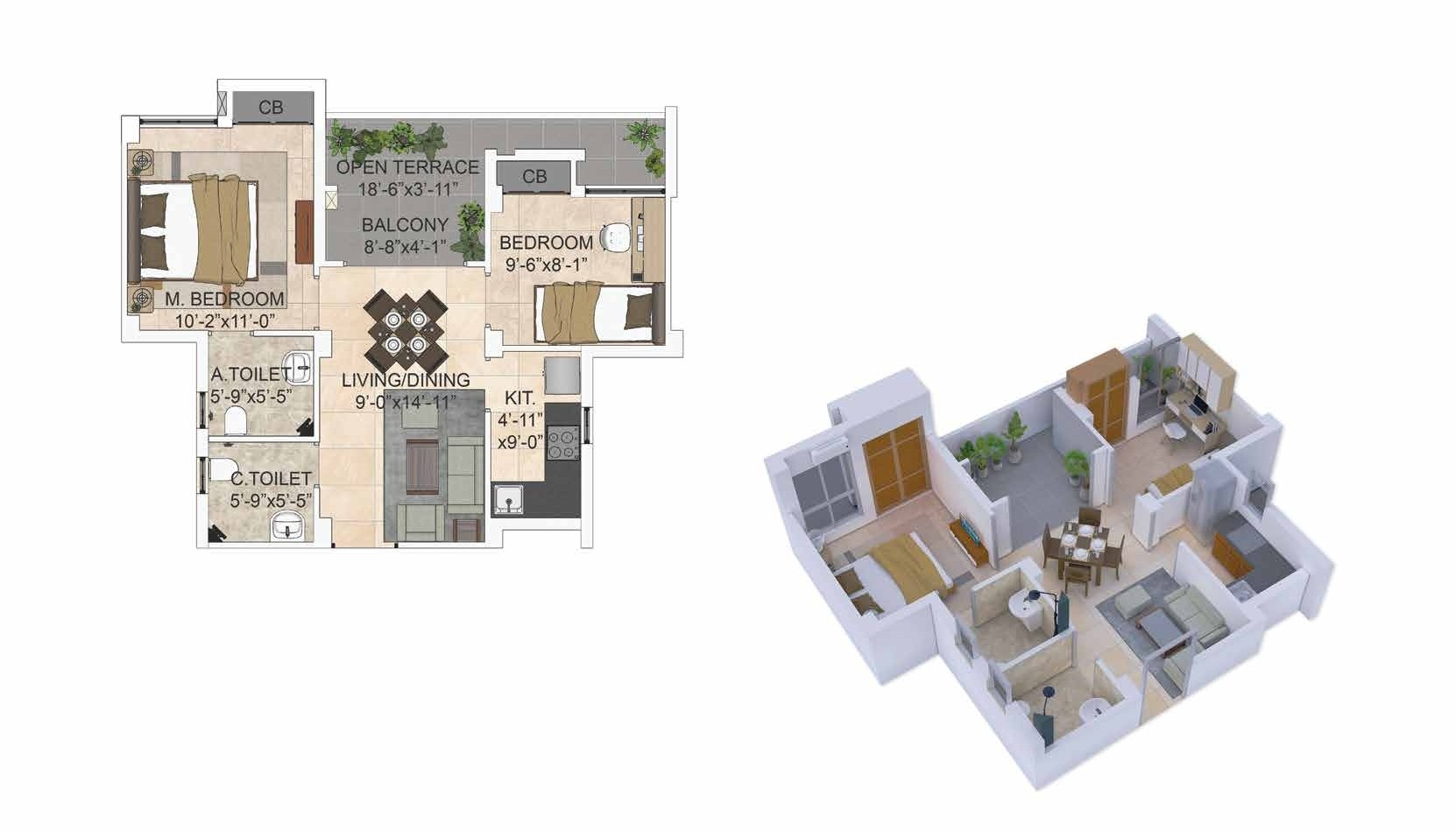 2BHK 768 SQ.FT.
